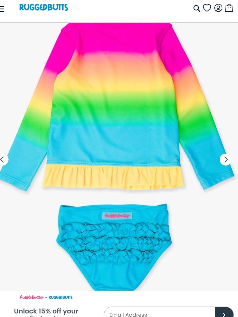 NIP Rufflebutts neon two piece Rashguard - Picture 4 of 4